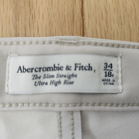 Abercrombie & Fitch Slim Straight Ultra High Rise Faux Leather Denim Jeans 34-18 - Picture 10 of 14